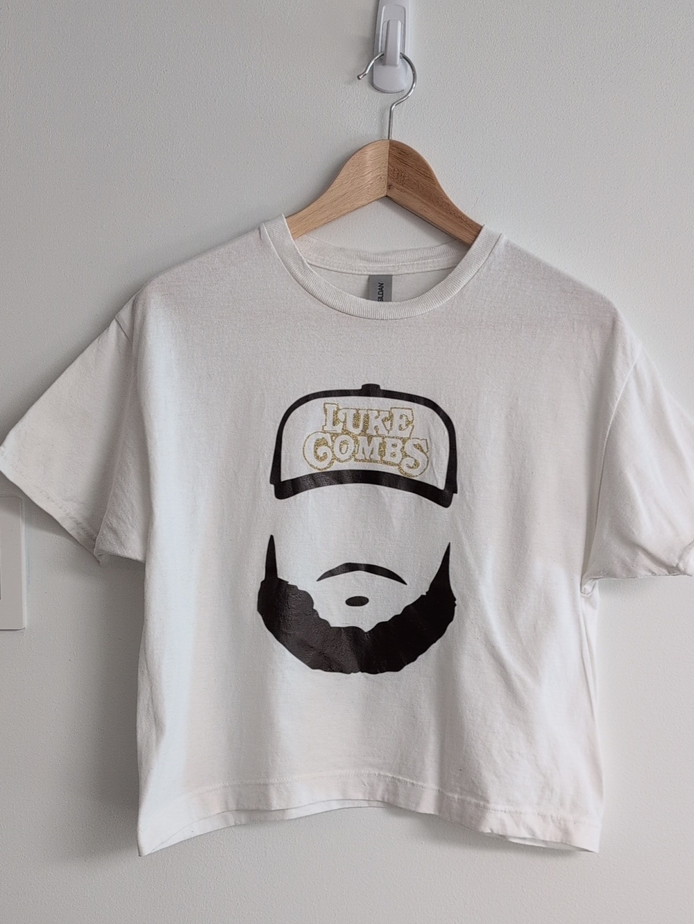 Handmade Luke Combs Graphic Tee White Cotton Size M